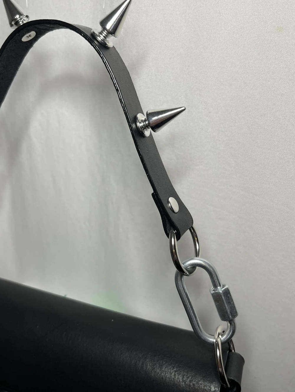 Black Leather Gothic Industrial Handbag Purse - Picture 3 of 8